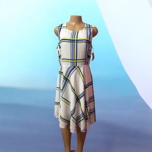 ABS Allen Schwartz White and Blue Apparel Dress Size. PL